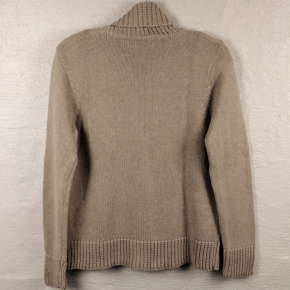 Liz Claiborne Tan Turtleneck Long Sleeve Pull Over Ribber Medium Knit Sweater - Picture 7 of 10